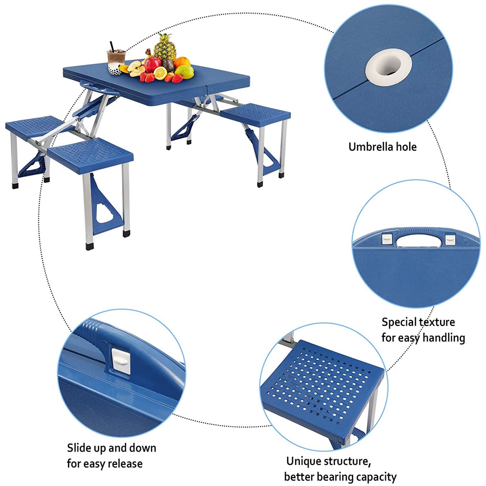 Amazon.co.jp: 超軽量折りたたみ式キャンプピクニックテーブル、4席