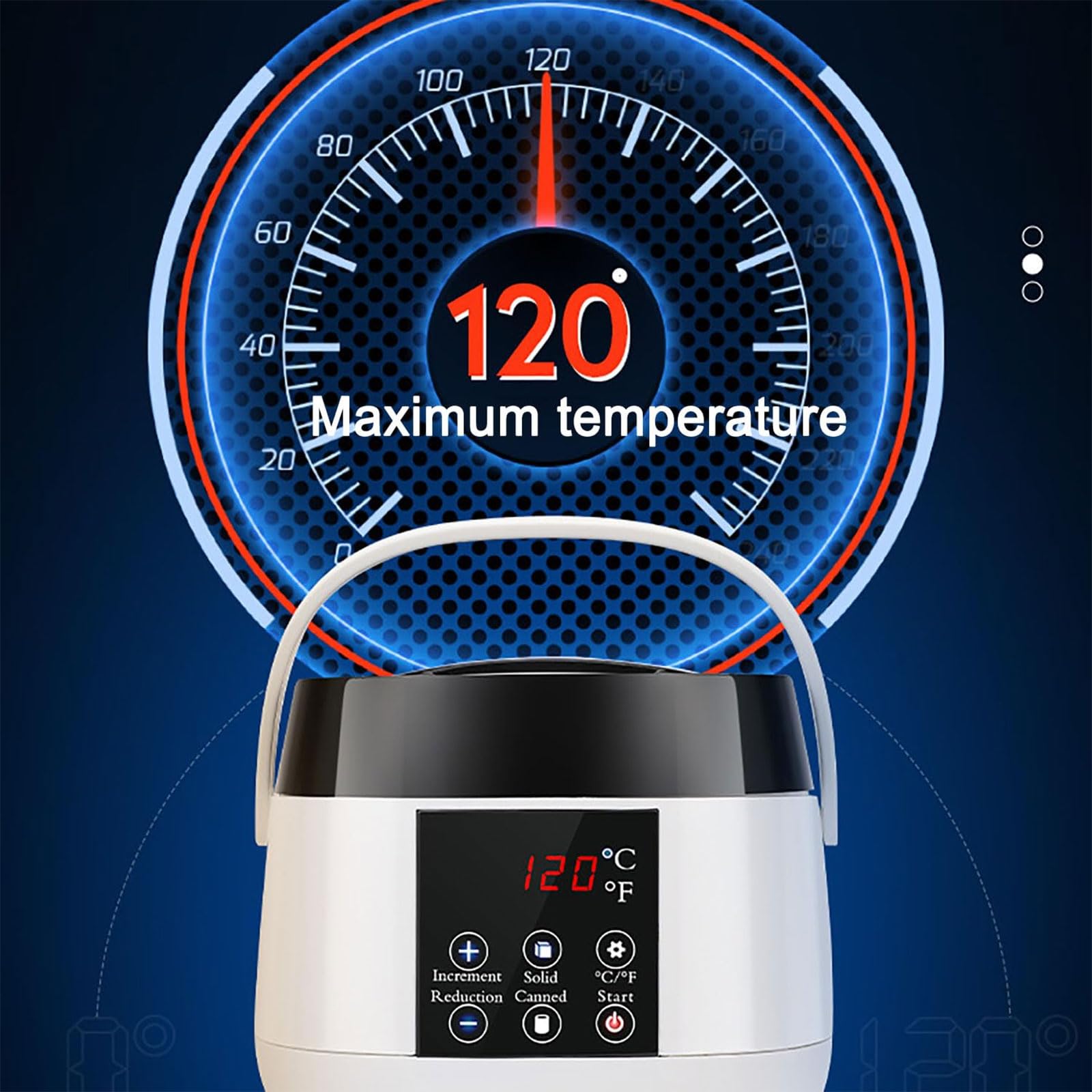 Elektryczny garnek do topienia wosku, nieprzywierający topiący wosk 100 W, z wyświetlaczem LED, regulacja temperatury do 120°, idealny do pielęgnacji skóry i usuwania włosów