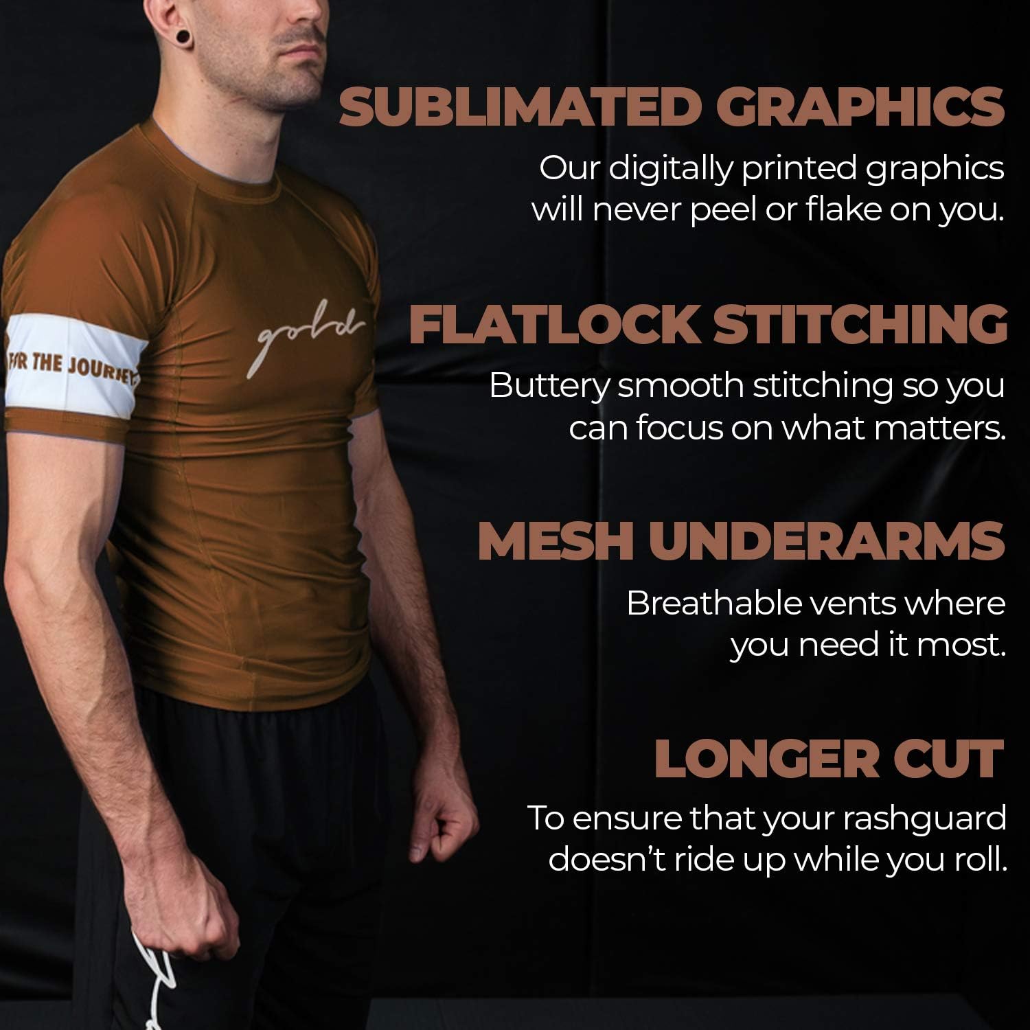 Gold BJJ Foundation Rash Guard - Ranked No-Gi and Gi Jiu Jitsu Rashguard - Image 5