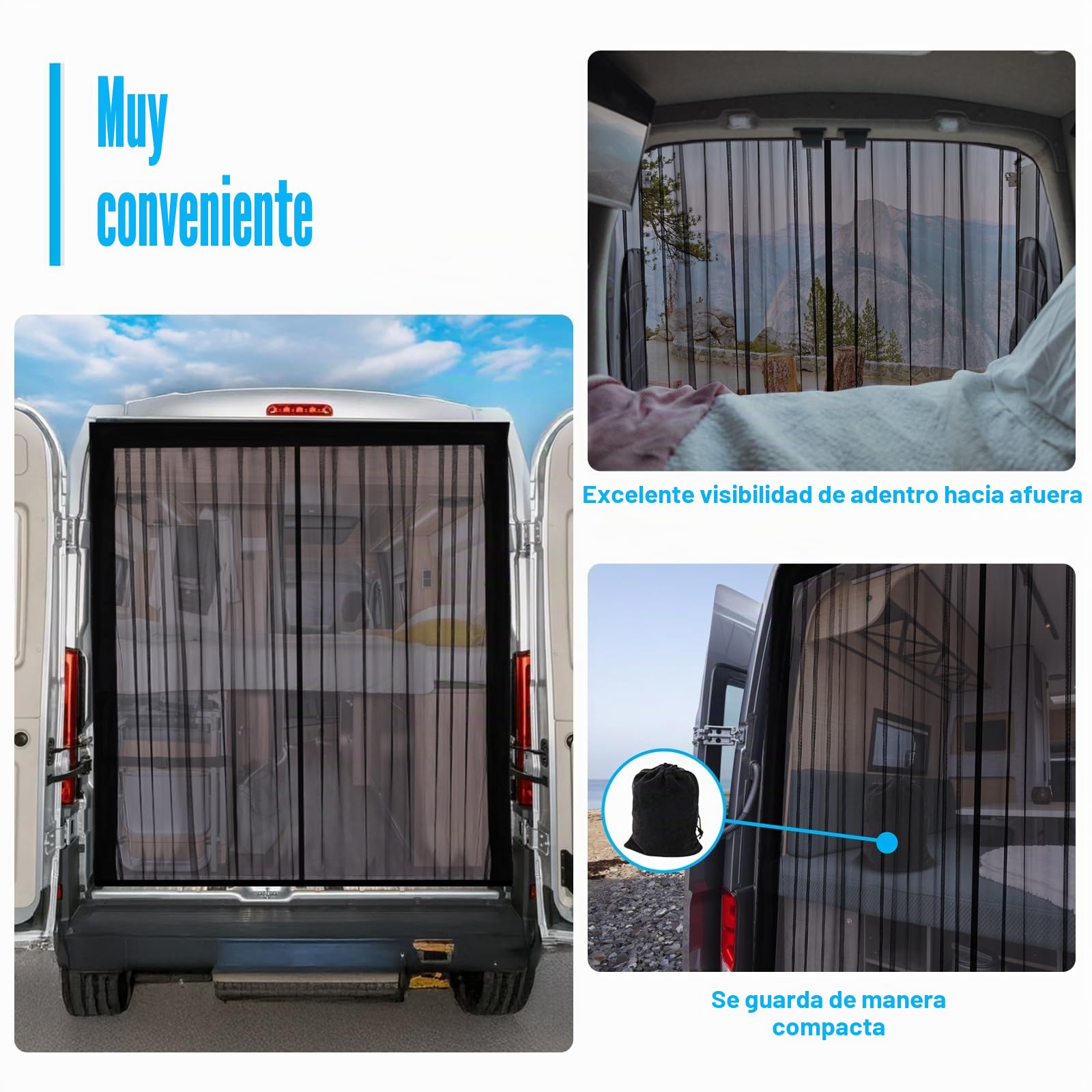 ZATOOTO mosquitera Furgoneta Camper con magnetismo, mosquitera Coche paraMercedes Sprinter Techo Estándar Ford Transit Techo Estándar, Cierre magnético Central para mosquitera Furgoneta