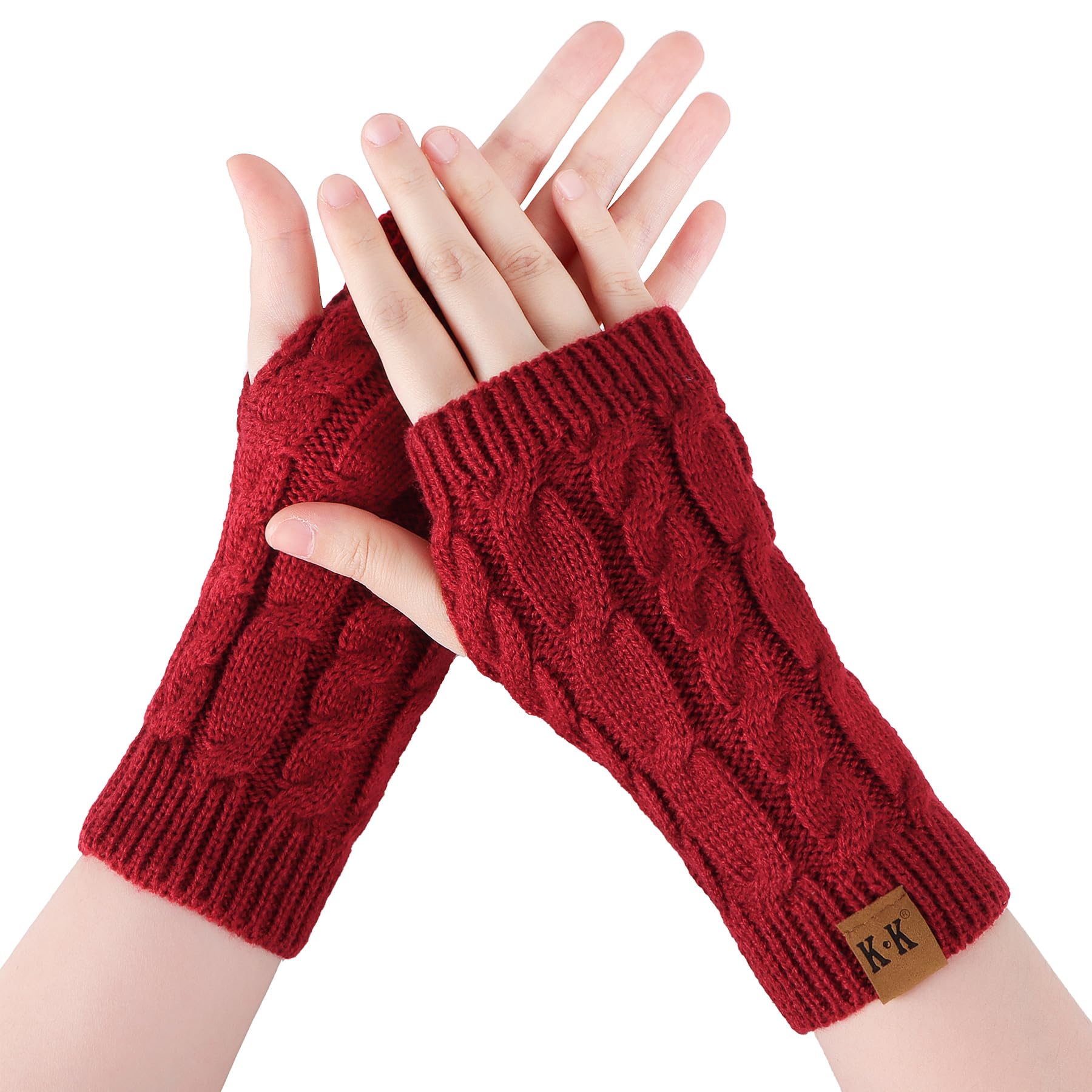 BLURBE Fingerless Gloves for Women - Arm Wrist Warmers, Ladies Winter Cashmere Arm Fingerless Gloves Mittens Wrists Knitted Warmers with Thumb Hole for Women Gifts UK
