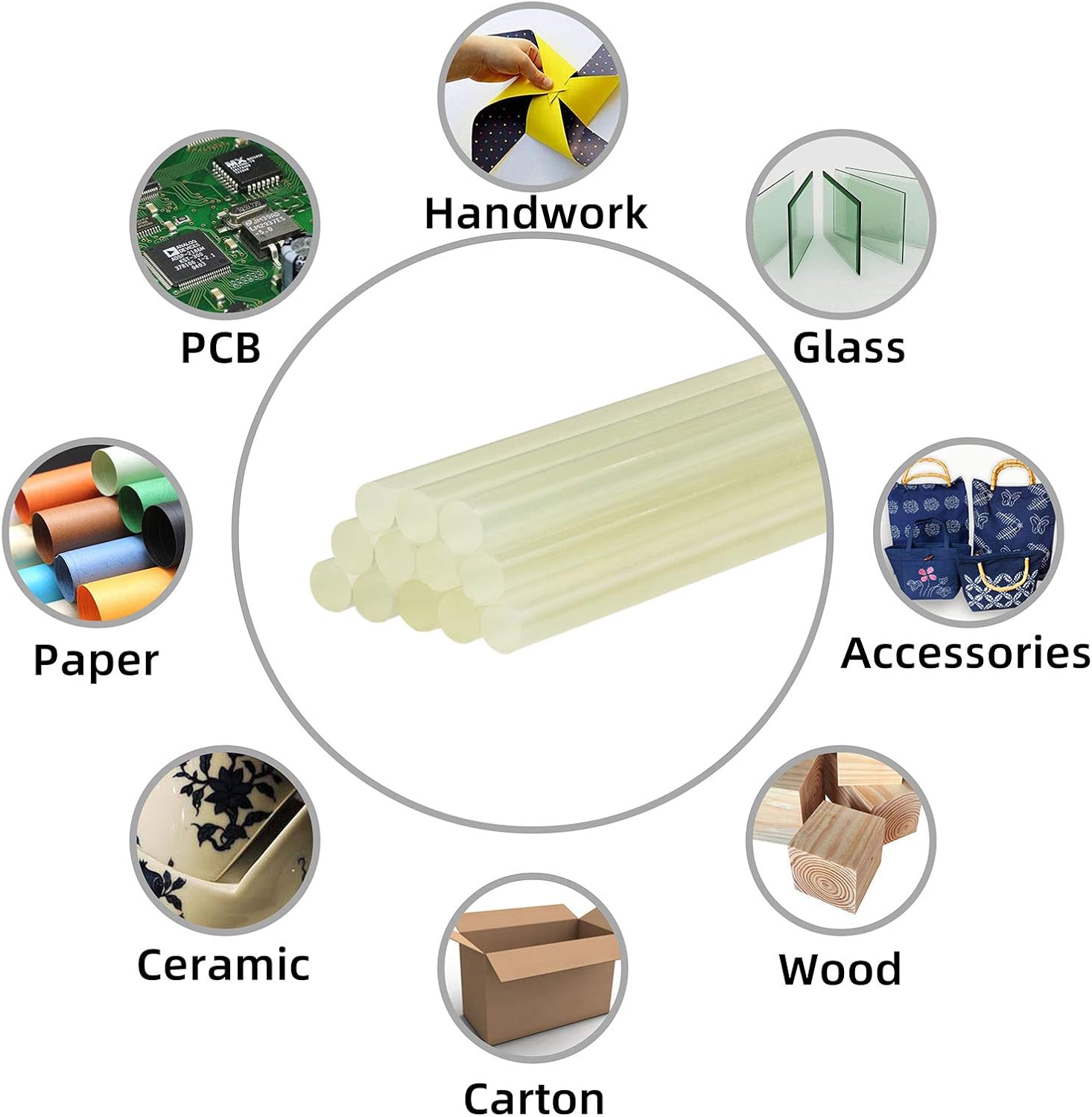 200 Counts 4" and 0.27 Diameter Mini Hot Glue Gun Sticks - Compatible with Most Glue Guns -