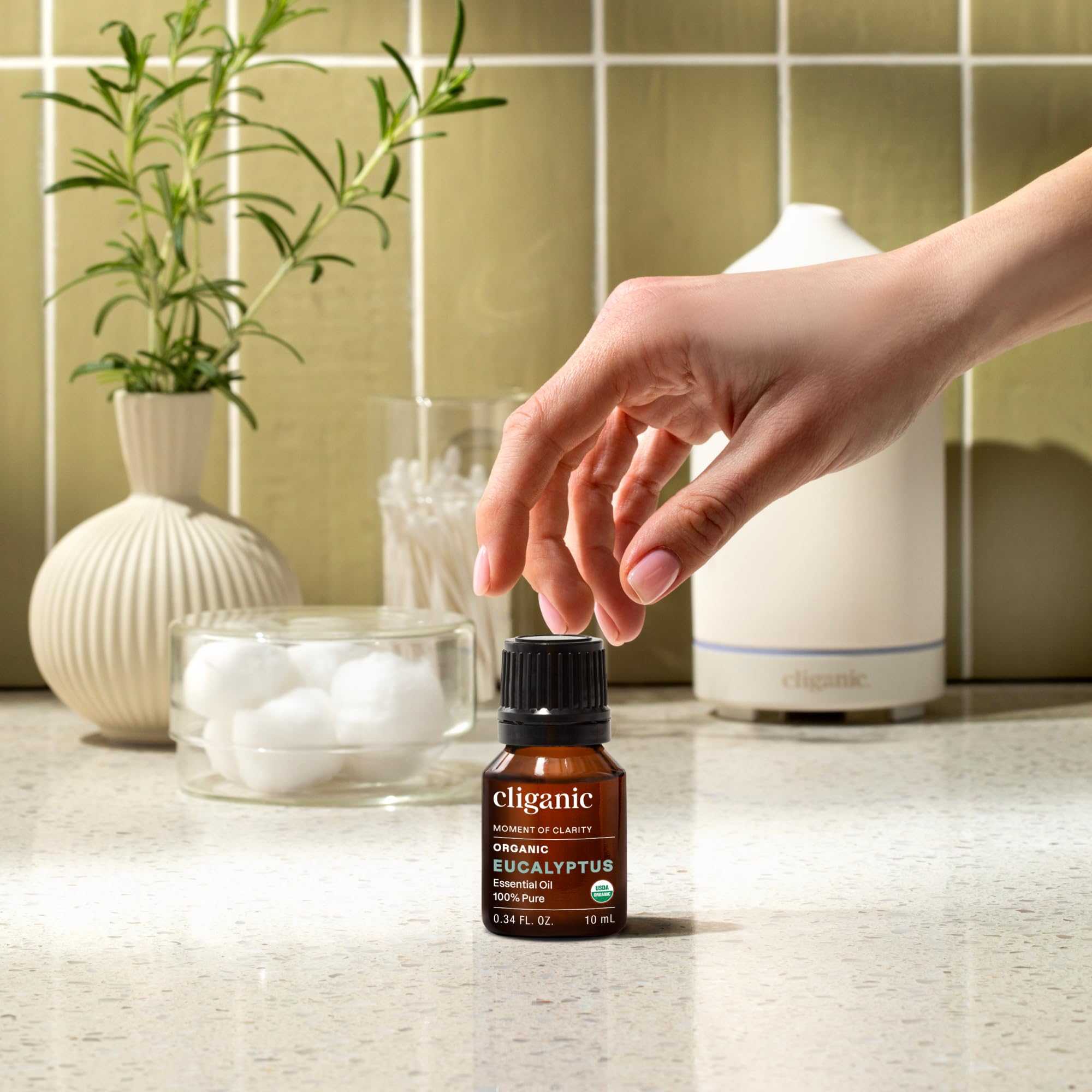 Cliganic Aceite esencial de eucalipto orgánico USDA, 100% puro, aceite de aromaterapia natural para difusor destilado al vapor, con verificación sin OMG