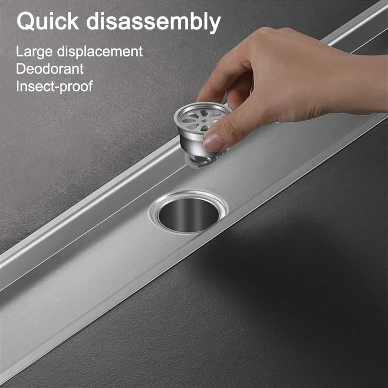 Canale Doccia Scarico a pavimento lungo nascosto in acciaio inossidabile 304 da 20-60 cm, doccia dorata larga 10, invisibile