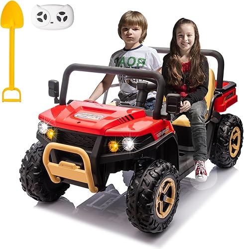 Miniatura 7 de FINITO Auto de paseo para niños de 24 V y 2 plazas con control remoto, camión volquete para montar, funciona con pilas, vehículos eléctricos de