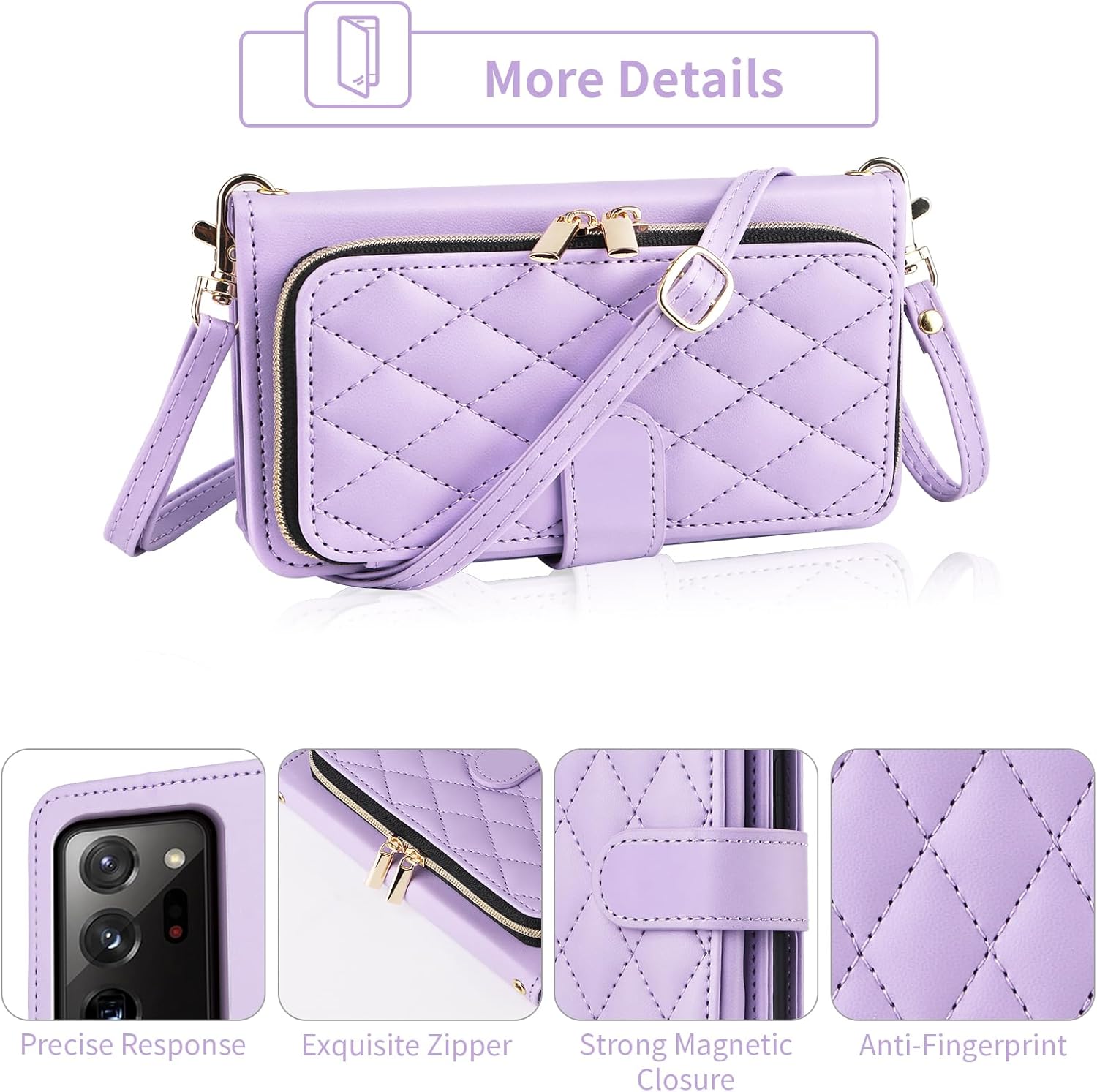 Wallet Case for Samsung Galaxy Note 20 Ultra 5G with Wrist Strap, 9+ Card Slots Zipper Purse, PU Leather Stand Phone Cover for Note20 Plus Notes 20Ultra Note20+ U + 20+ Twenty Not S20 Purple