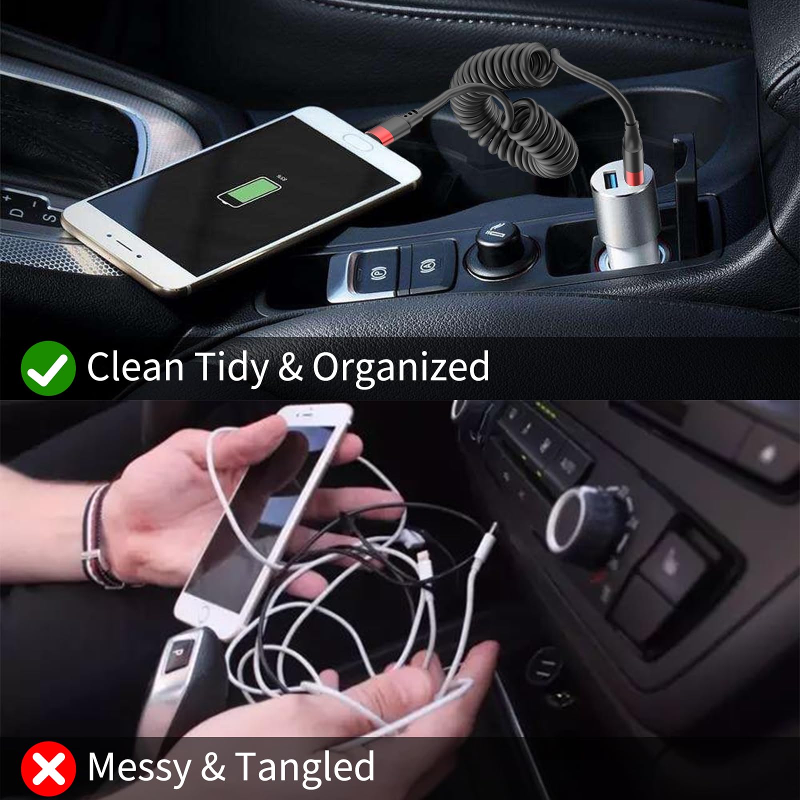 Cavo a spirale da USB C a USB C, 0,9 m, confezione da 2 cavi di ricarica USB C per auto, cavo di ricarica rapida per iPhone 16 15 Plus Pro Max Samsung Galaxy S24 S23 Note 20 10 A50 A20 Moto G LG
