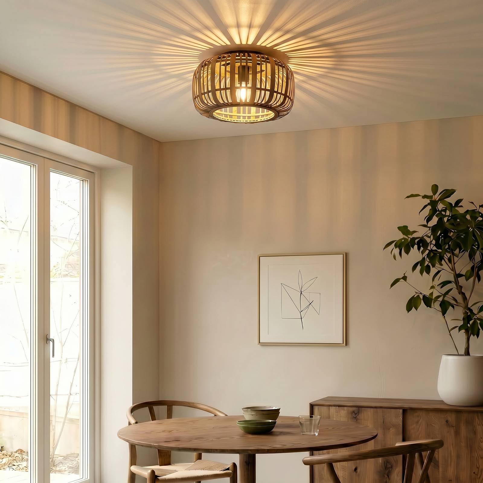 Lindby Deckenlampe Canyana (Landhaus, Vintage Rustikal) aus Holz (1 flammig E27) - Deckenleuchte Lampe Wohnzimmerleuchte