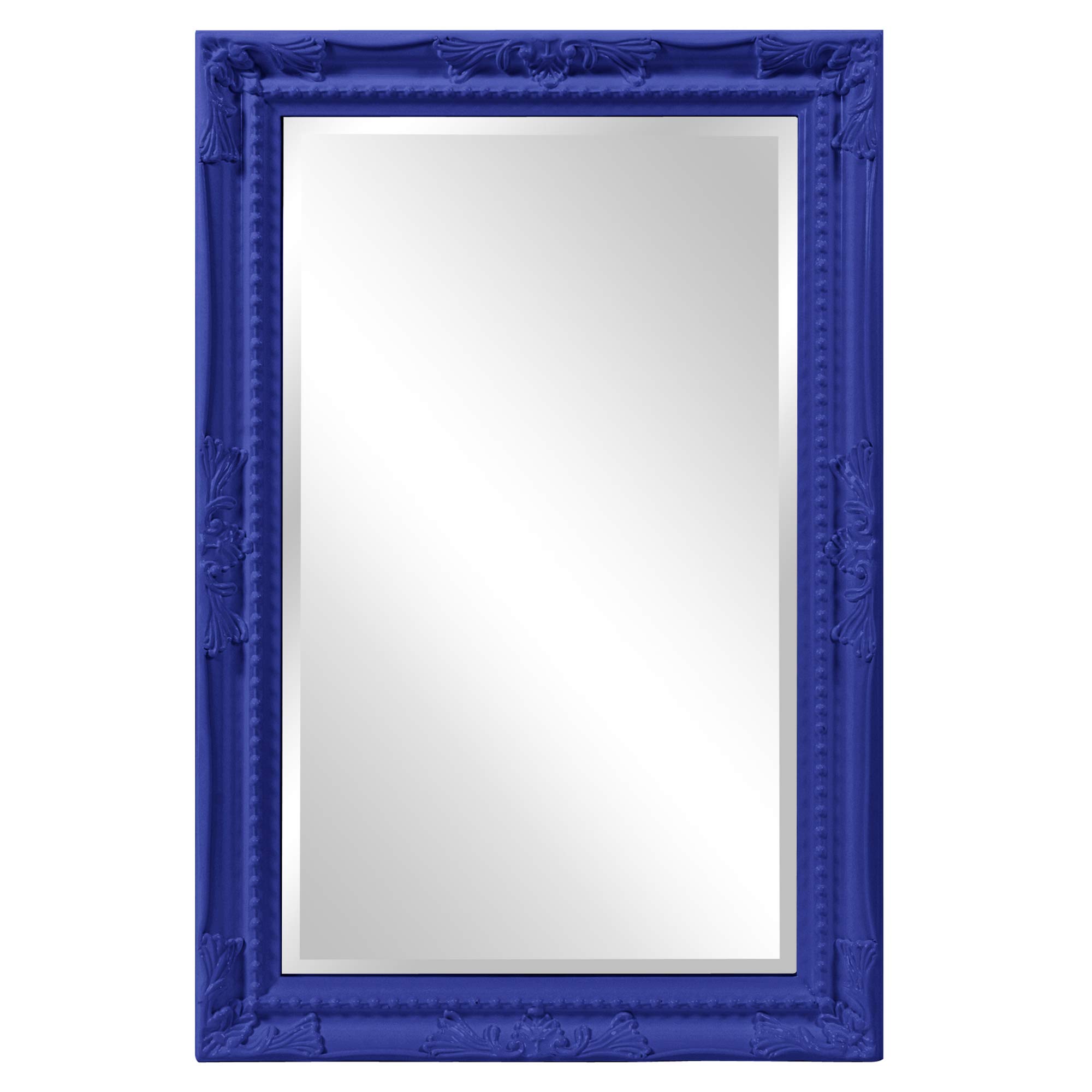 Howard Elliott Queen Ann Rectangular Glossy Royal Blue Wall Mirror, Rectangle Hanging Wood Framed Vanity Mirrors for Home Decor, Living Room, Bathroom, Bedroom, or Hallway, 24 x 36 Inch