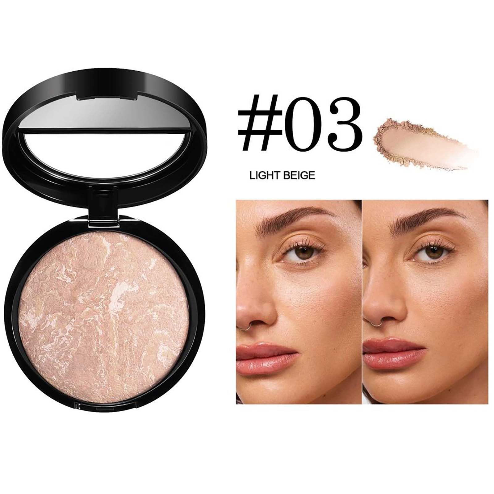 Light Beige Pressed Powder with Featherlight Texture for Long-Lasting Oil Control - Image 2