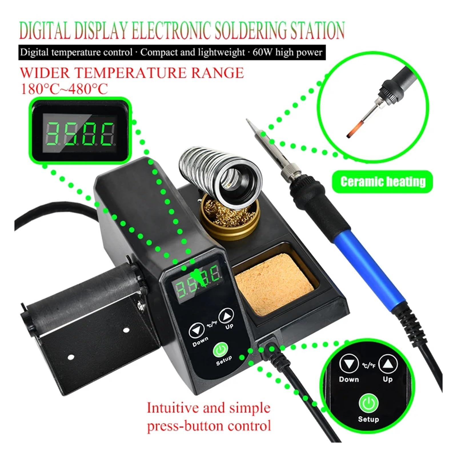Poste à souder, Station de soudure précision 60W avec affichage numérique, kit soudage for l'artisanat bricolage