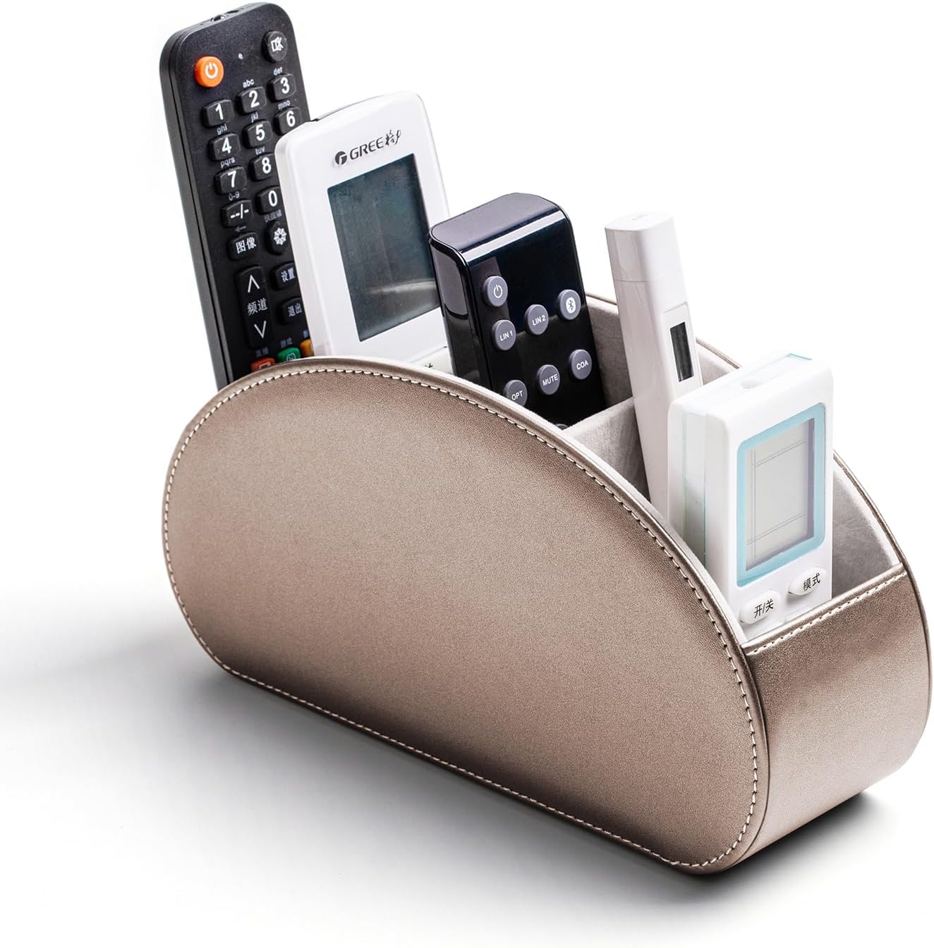 Remote Control Holders Organizer Box with 5 Compartment PU Leather Caddy image 4