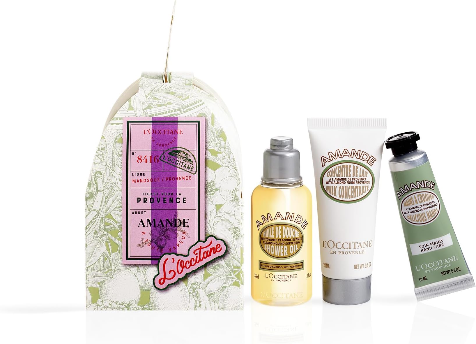 L'OccitaneDelicious Almond Mini Gift Set | Sweet Scented & Massaging | Vegan & 96% Readily Biodegradable | Premium & Clean Beauty Bath & Body Gift Set for All Skin Types