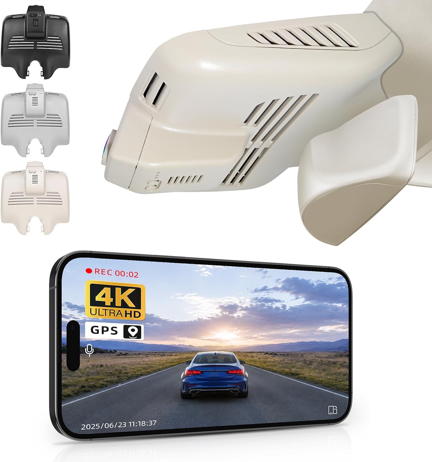 mangoal 4K Dash Cam for Mercedes-Benz C-Class Gen4 W/S/C/A 205 2015-2021(Model B Beige), C200 C250 C300 etc, OEM Look, UHD 2160P, WiFi & APP, Loop Recording, G-Sensor, Easy to Install, 64GB Card
