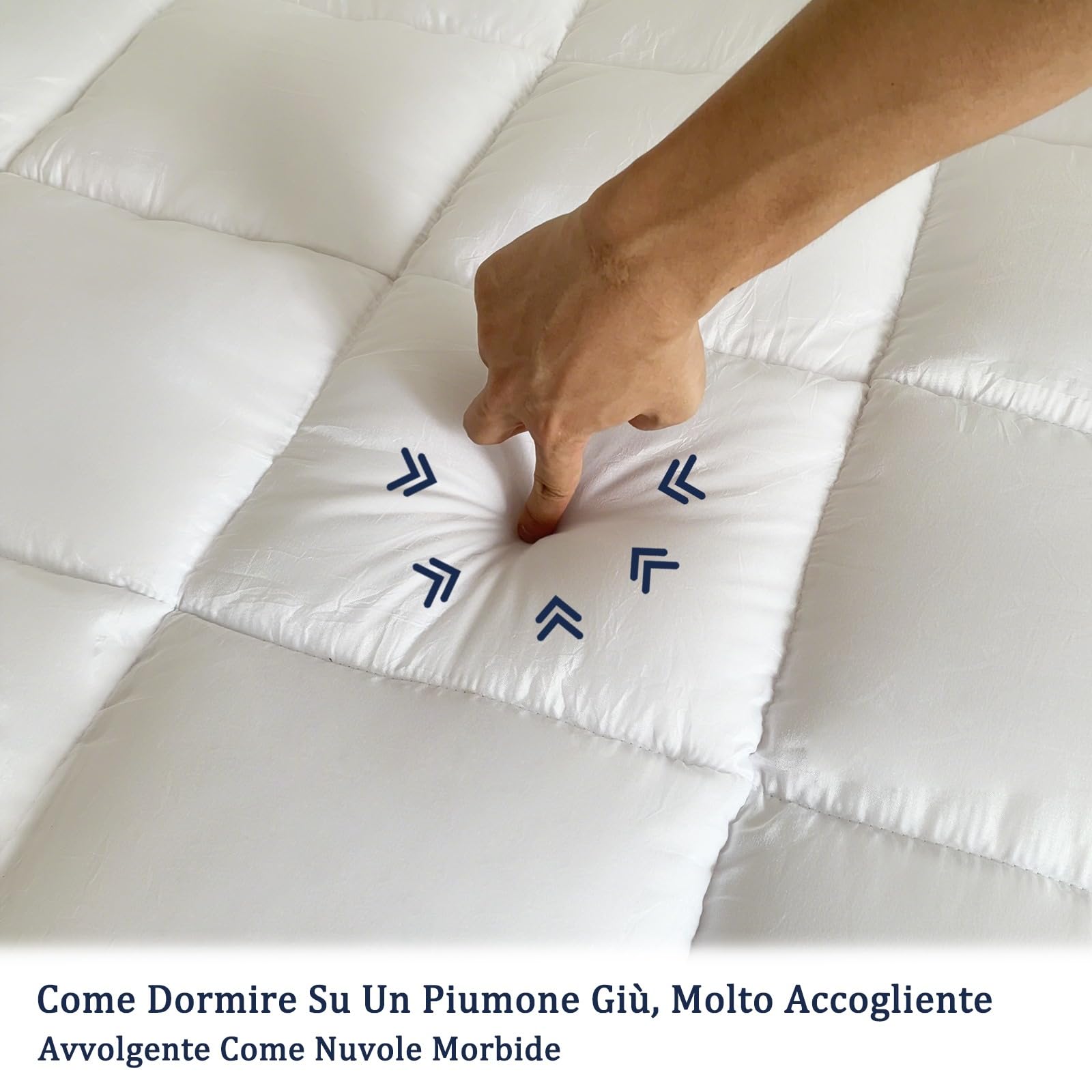 Bedecor Topper Matrimoniale 180x200cm, Morbido, Traspirante, Migliora il materasso, Topper per Divano Letto, Migliorare il Comfort del Sonno, Coprimaterasso Matrimoniale Imbottito in Poliestere