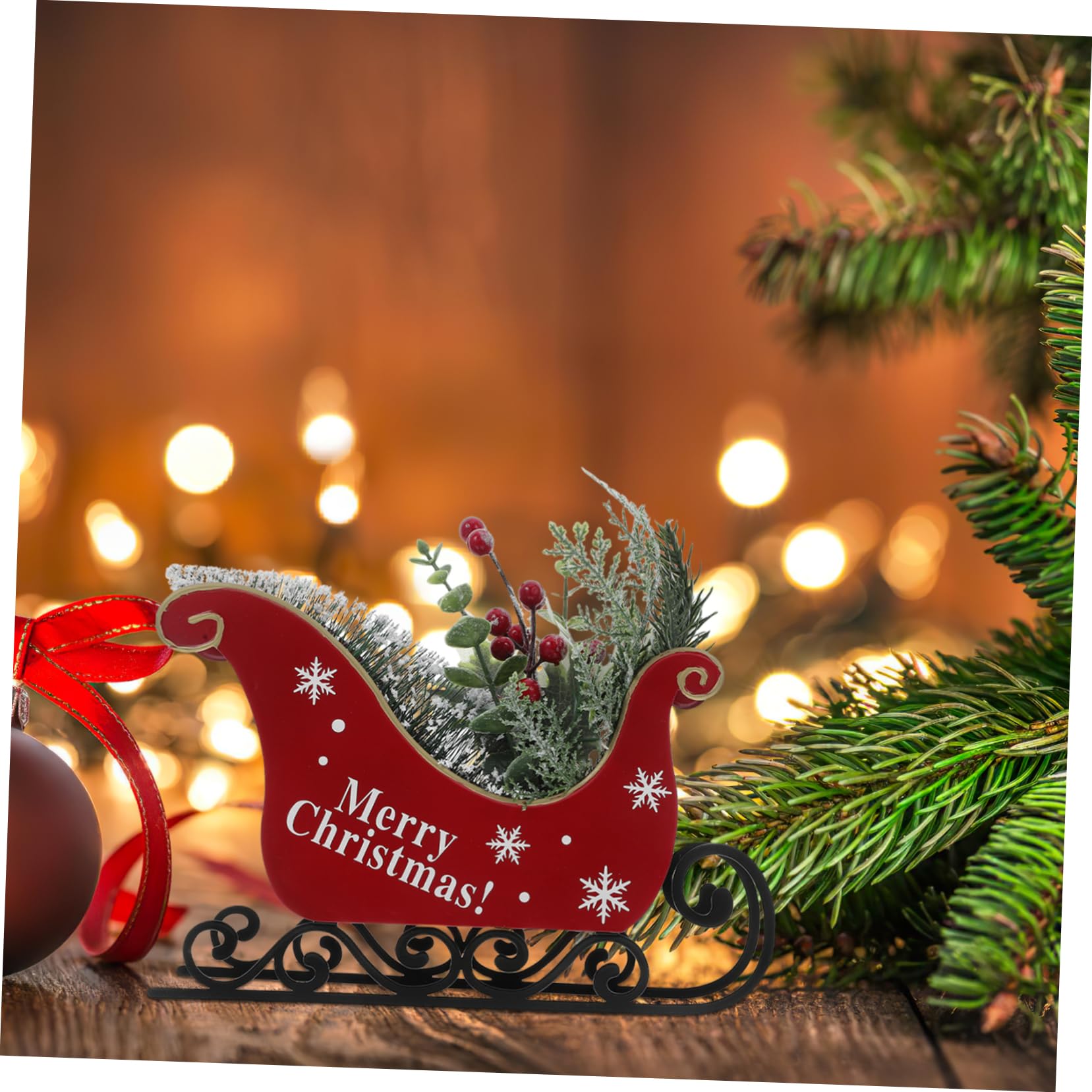Decoración navideña, Trineo navideño, decoración de Mesa, Adorno navideño Artesanal para decoración del hogar, Centro de Mesa navideño para mesas y estantes, Material Seguro, diseñ