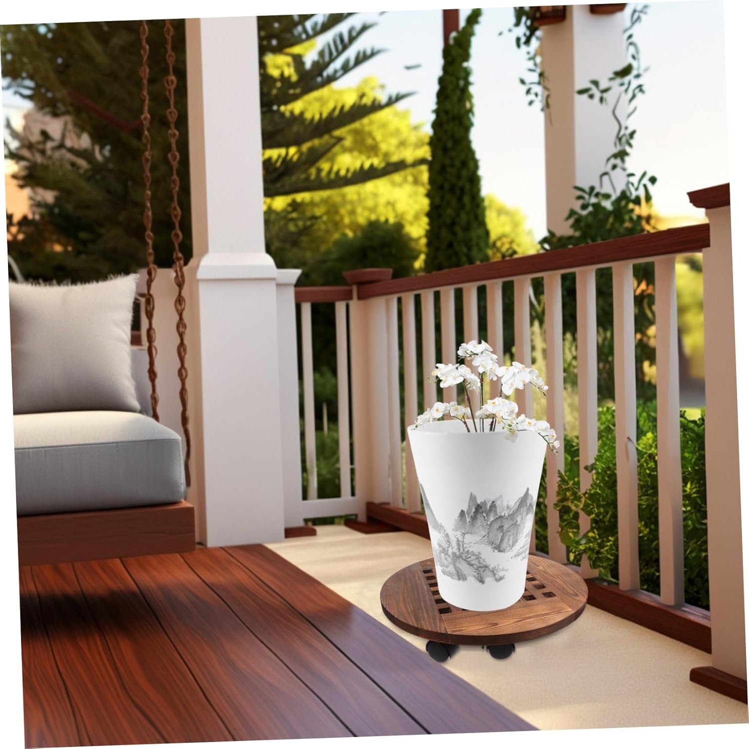 Heavy Duty Plant Stand with Wheels Anti-Slip Base and Swivel Casters for Easy Movement Round Rolling Planter Tray for Indoor and Outdoor Use