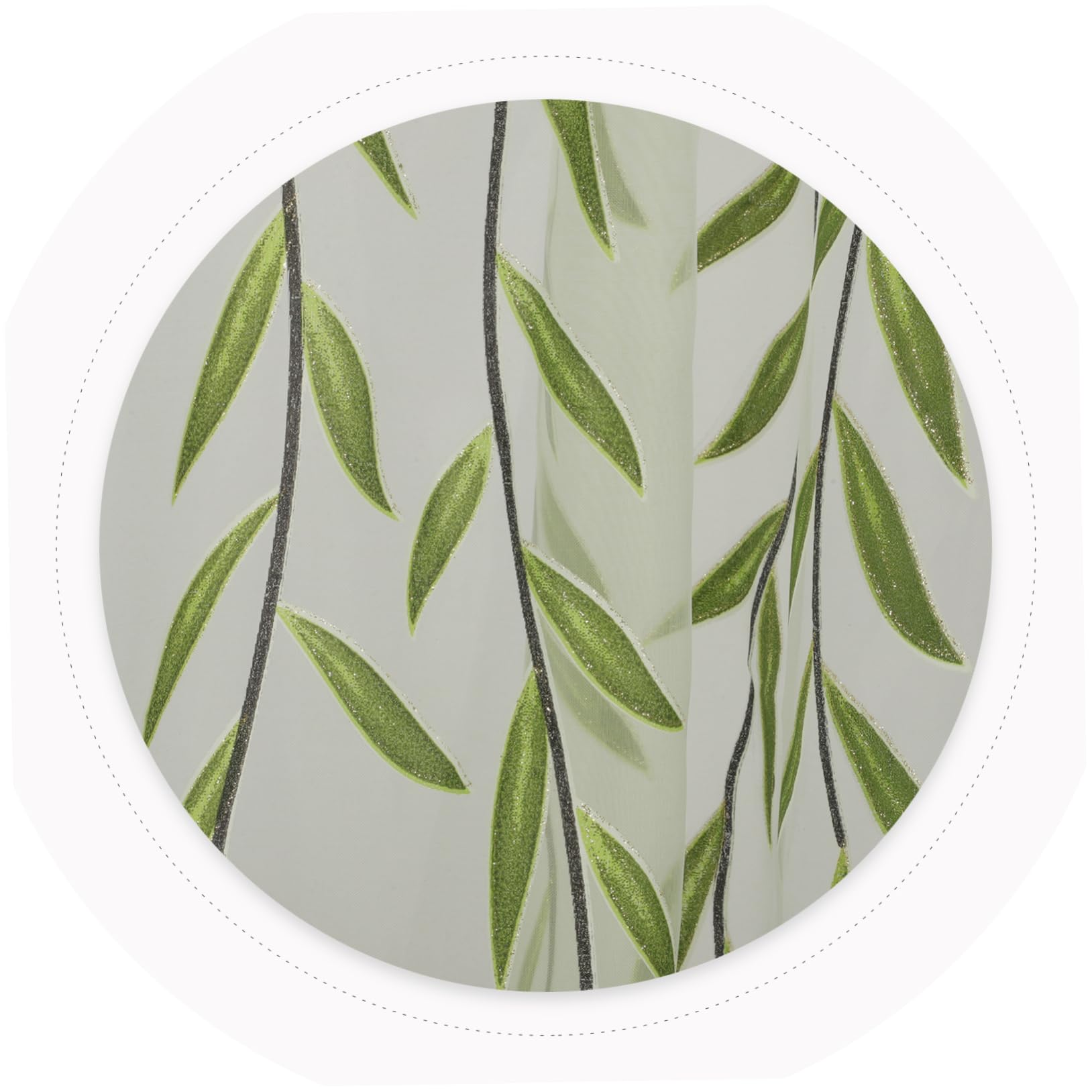 Warmhm Home Décor White See Through Curtains Purple Home Decor Green Voile Curtains Window Sheer Panels Green Transparent Window Screen Tulle Leaf Wicker Vine - Image 4