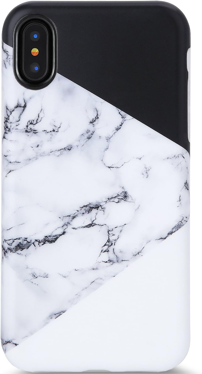 iPhone X Case,iPhone Xs Case,VIVIBIN Cute Black White Marble for Men Women Girls Clear Bumper Slim Fit Matte TPU Soft Silicone Rubber Best Protective Cover Thin Phone Case for iPhone X XS