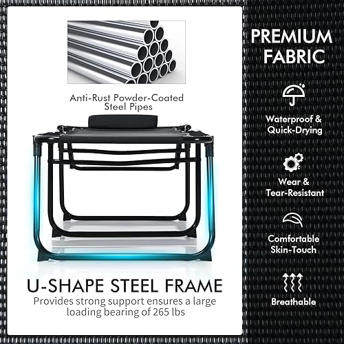 Miniatura 7 de Tangkula Sillón de playa plegable para exteriores, silla para tomar el sol con reposacabezas extraíble, respaldo ajustable de 4 posiciones, tumbona