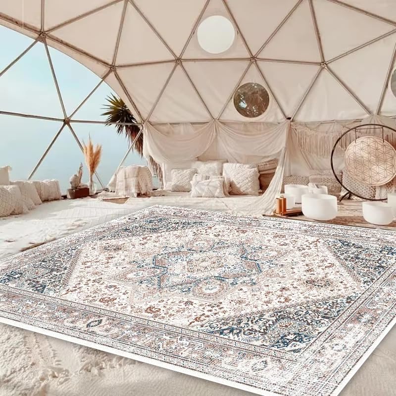 Tapis de salon antidérapant pour sécuriser le sol de votre espace intérieur bohème vintage