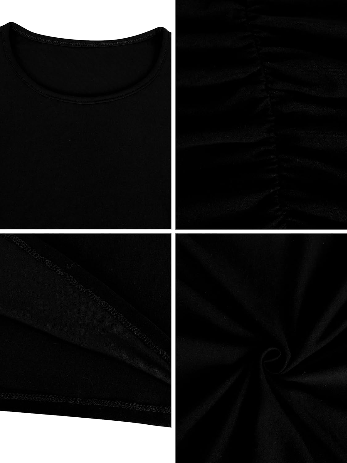 Missufe Women's Crew Neck Long Sleeve Ruched Knee Length Bodycon Casual Dress Sheath Sundress - Image 6