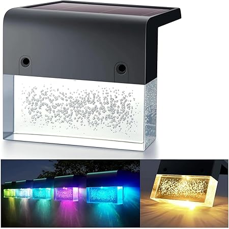 LITVERSE Solar Deck Lights Outdoor Fence Solar Lights Led Waterproof Solar Powered Step Lighting for Stair, Patio, Pool, Garden, Yard, 2 Lighting Modes, Warm White/RGBColor Changing 2pcs