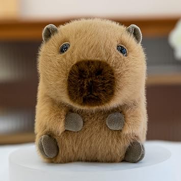Capybara Plush Toy, Soft Cuddly Stuffed Animal, Brown and Gray, Birthday Gift for Kids, Small Sitting Soft Doll Plushies