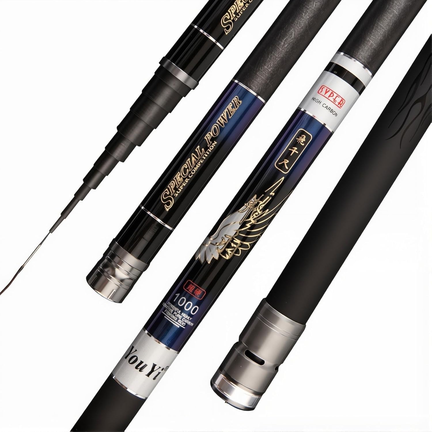 HUSHDML Telescopic Carbon Fibre Still Fishing Rod 7m to 13m Ultralight Super-Stiff Casting Rod for Long Fishing Sessions(7m)