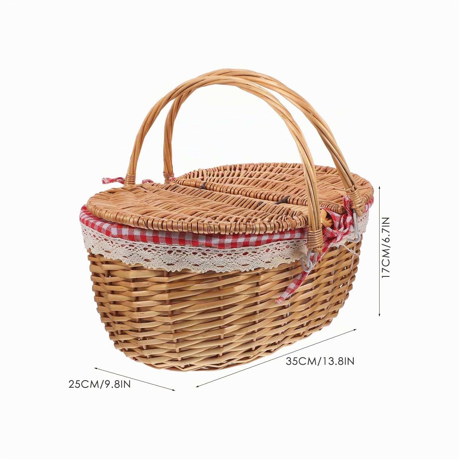 GANAZONO Cestino Da Picnic Grande Cesto Di Vimini Cesti Vuoti Cestini Per Regali Vuoti Cestino Di Vimini Con Coperchio Cesto Per Manuale Panno Sollevatore Di Piatti