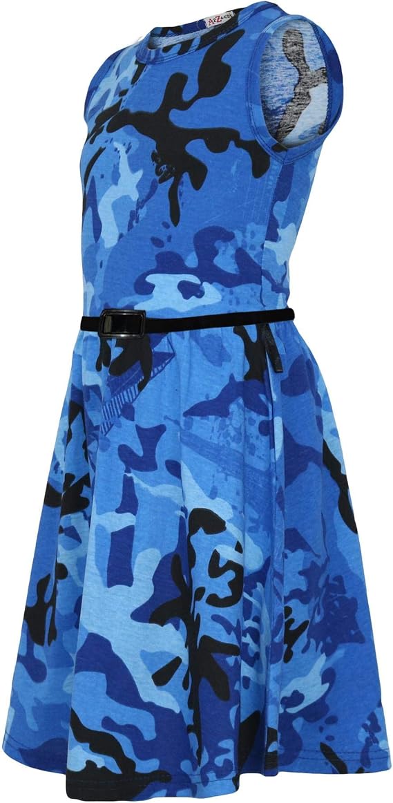 A2Z 4 Kids Girls Skater Style Party Outfit Summer Flared Attire with Belt Round Neck Age 2-13 Years