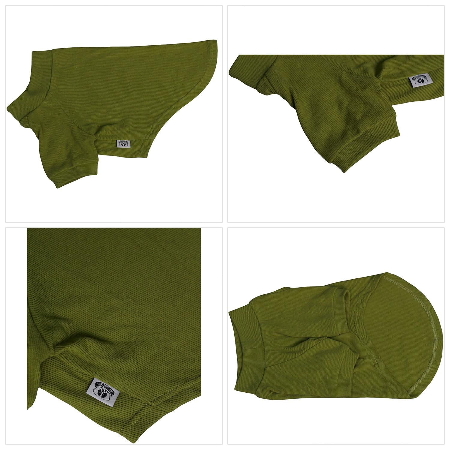 Lovelonglong Ribbed Dog T-shirt Cotton Knitted Dog Sweaters for All Season Pet T-shirts for Large Medium Small Dogs Olive green S - Image 4