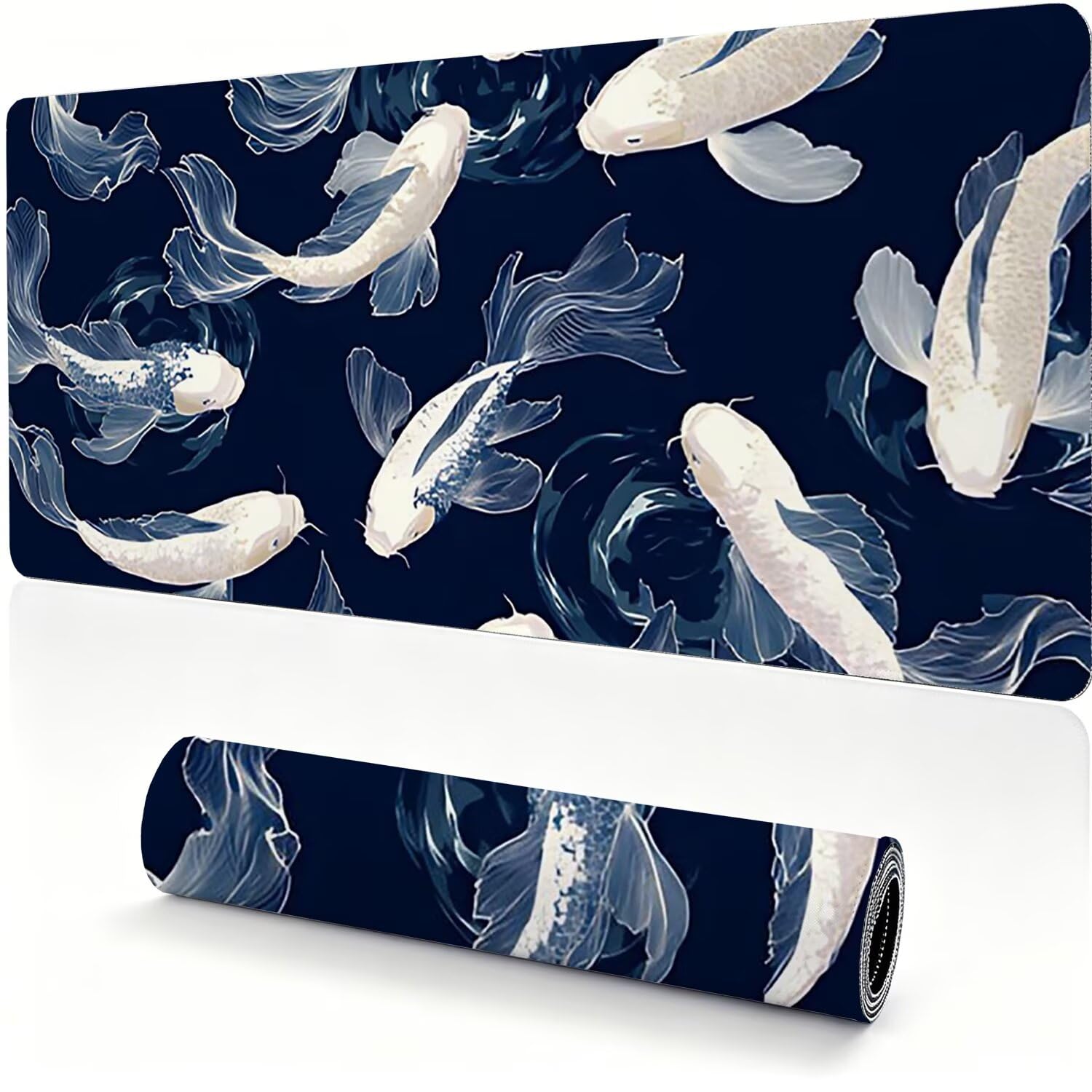 Tappetino Mouse Gaming XXL, Mousepad 1200x600x4mm Blu navy pescare 0x0-187 | Tappetino Scrivania con Base in Gomma Antiscivolo Bordi Cuciti per Computer, PC, Migliora la Precisione e la Velocità