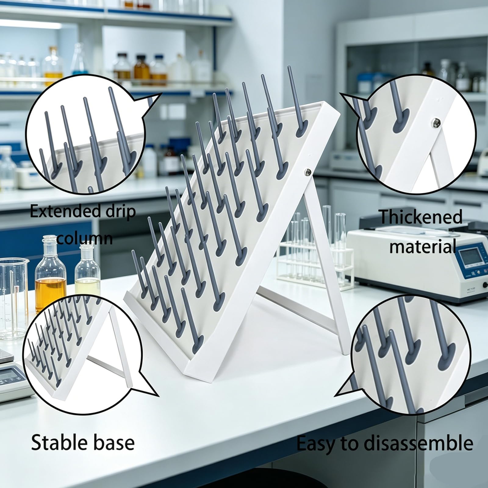 Séchoir Mobile pour matériel de Laboratoire, avec Tige d'égouttage Amovible et portée adaptée aux instituts de Recherche.