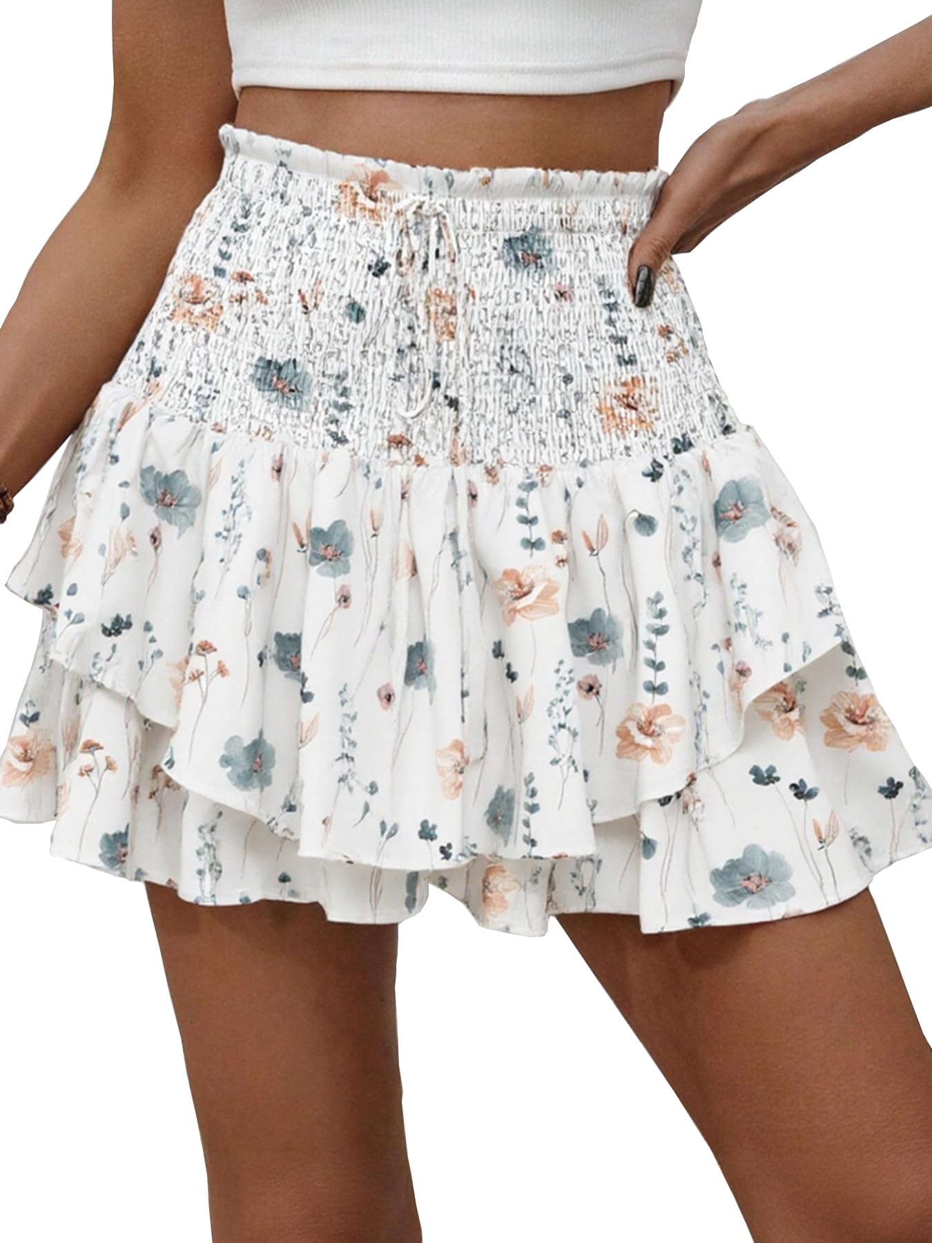 Floral Skorts for Woman Ruffle Mini Skirt with Shorts Underneath Causal Summer Boho Outfits