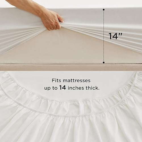 Miniatura 6 de Bedsure Juego de edredón tamaño Queen, color beige, edredón suave de 7 piezas para cama de tamaño Queen con sábanas, fundas de almohada y fundas,