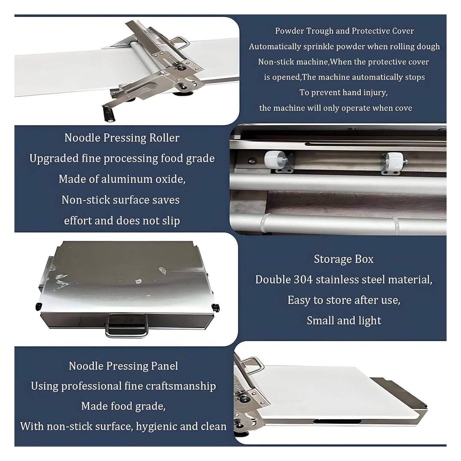 Rodillo de masa manual de 12", máquina laminadora de masa plegable | Espesor ajustable de 0 a 25 mm, 2 tablas laminadoras, material de acero inoxidable 304 for pizza y croissan