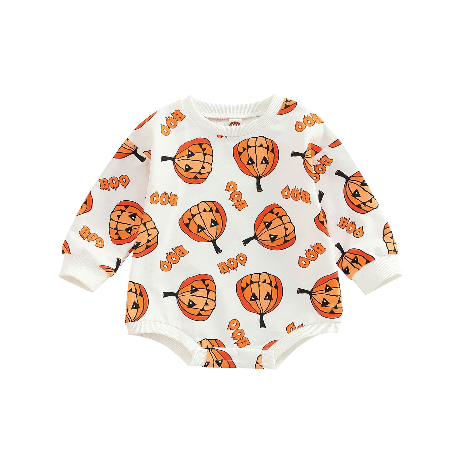 Ledy Champswiin Halloween Newborn Baby Girl Boy Sweatshirts Pumpkin Print Oversized Cotton Sweater Fall Winter Long Sleeve Romper Shirts