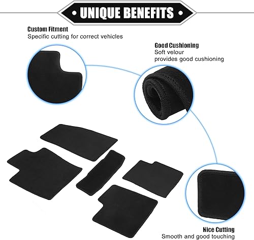 Miniatura 3 de VekAuto Kit completo de tapetes para piso de automóvil compatible con Jeep Grand Cherokee 2010-2020, terciopelo antideslizante, color negro,