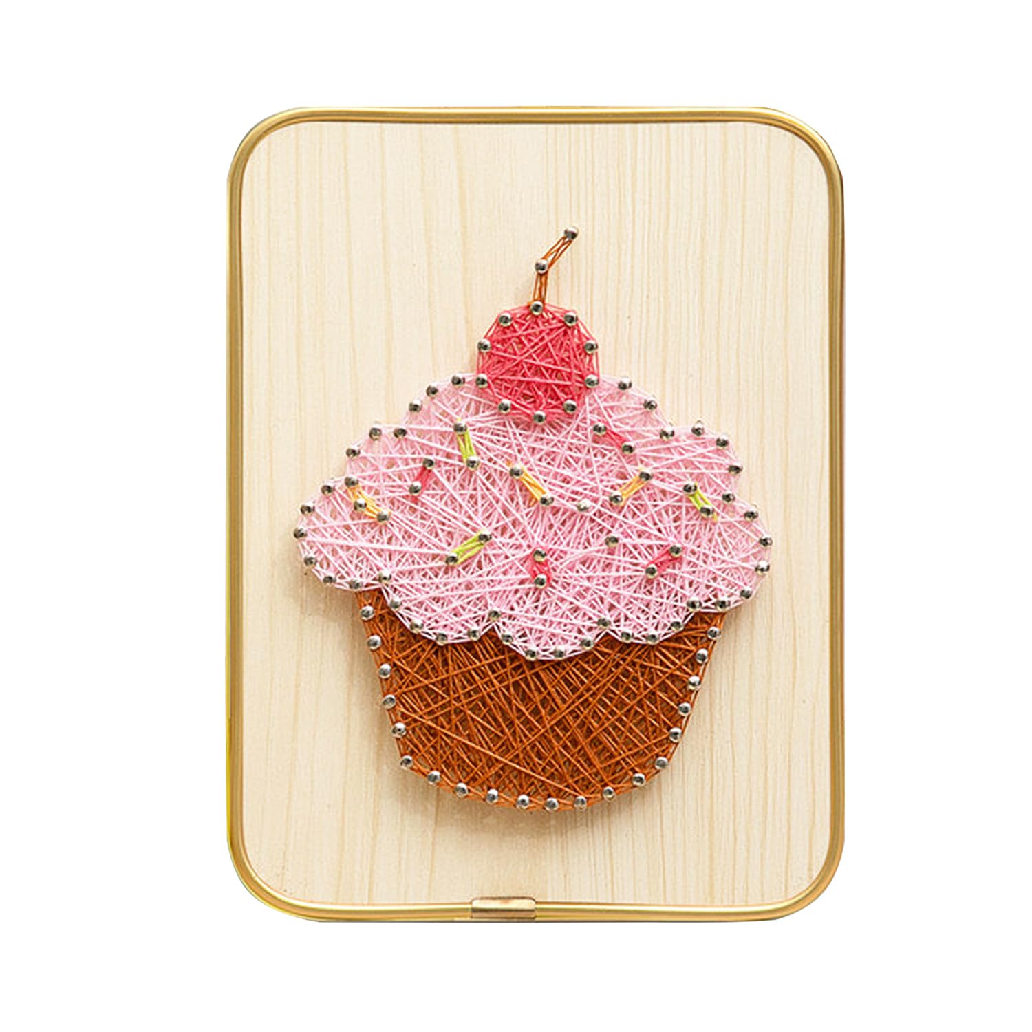 BrainGiggles DIY Craft Kit for Kids & Adults - Cupcake Pattern String Art Kit with Wood Board, 3D String Art Supplies | Christmas Gift for Kids, Teens, & Adults (Cupcake String Art)