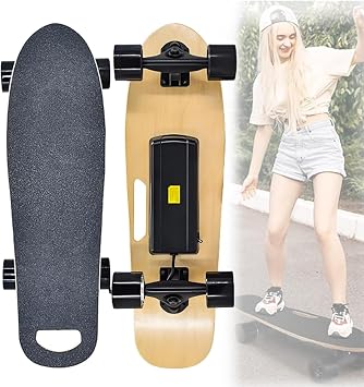 Electric Skateboard with Remote - 13.67 mph Maximum Speed, 5 Miles Range, Ideal for Beginners and Teens, 4-Speed Adjustment for Enhanced Maneuverability