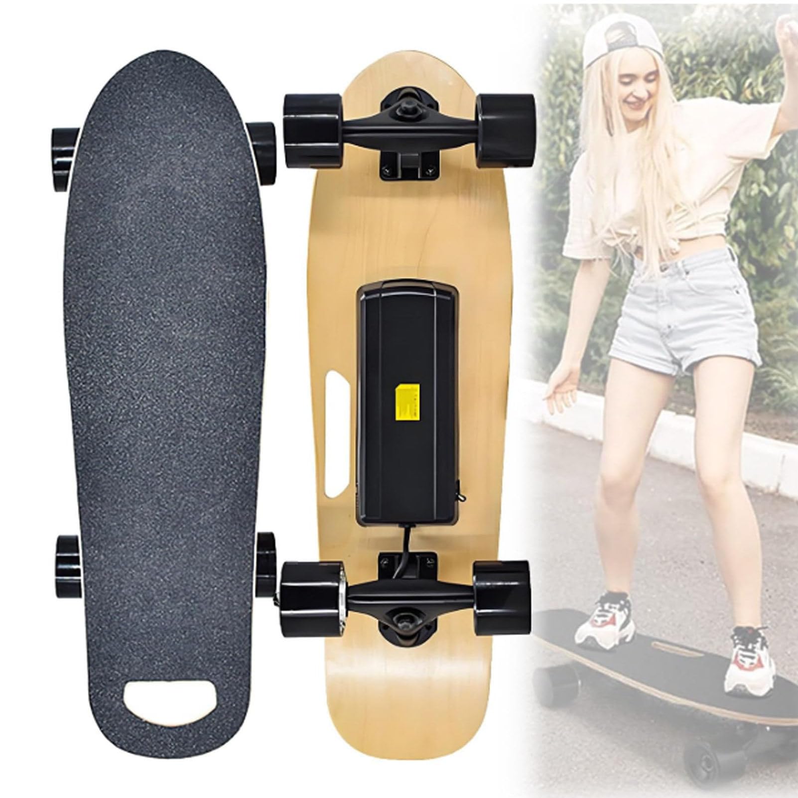 Skateboard électrique avec télécommande, Vitesse maximale de 22 km/h, autonomie de 8 km, Skateboard Cruiser de Type Surf pour débutants, Adultes et Adolescents, 4 Vitesses réglables