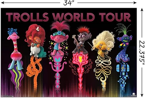 Miniatura 3 de Trends International DreamWorks Trolls 2 - Póster de pared de grupo, 22.375 x 34 pulgadas, paquete de póster y montaje