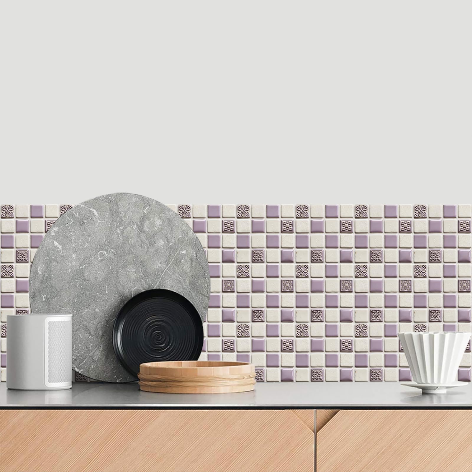 LMYSXAOZ Stick on Tiles 10x10cm Lavender Peel and Wall Stickers Waterproof Oil Proof PVC Decorative for Bathroom Washroom Bedroom,Floor