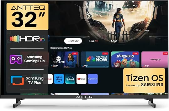 Antteq 32 Inch Smart TV, 32" Tizen OS HD Television with Netflix Disney+ Gaming Hub Samsung TV Plus Dolby Audio, Small TV for Bedroom or Kitchen