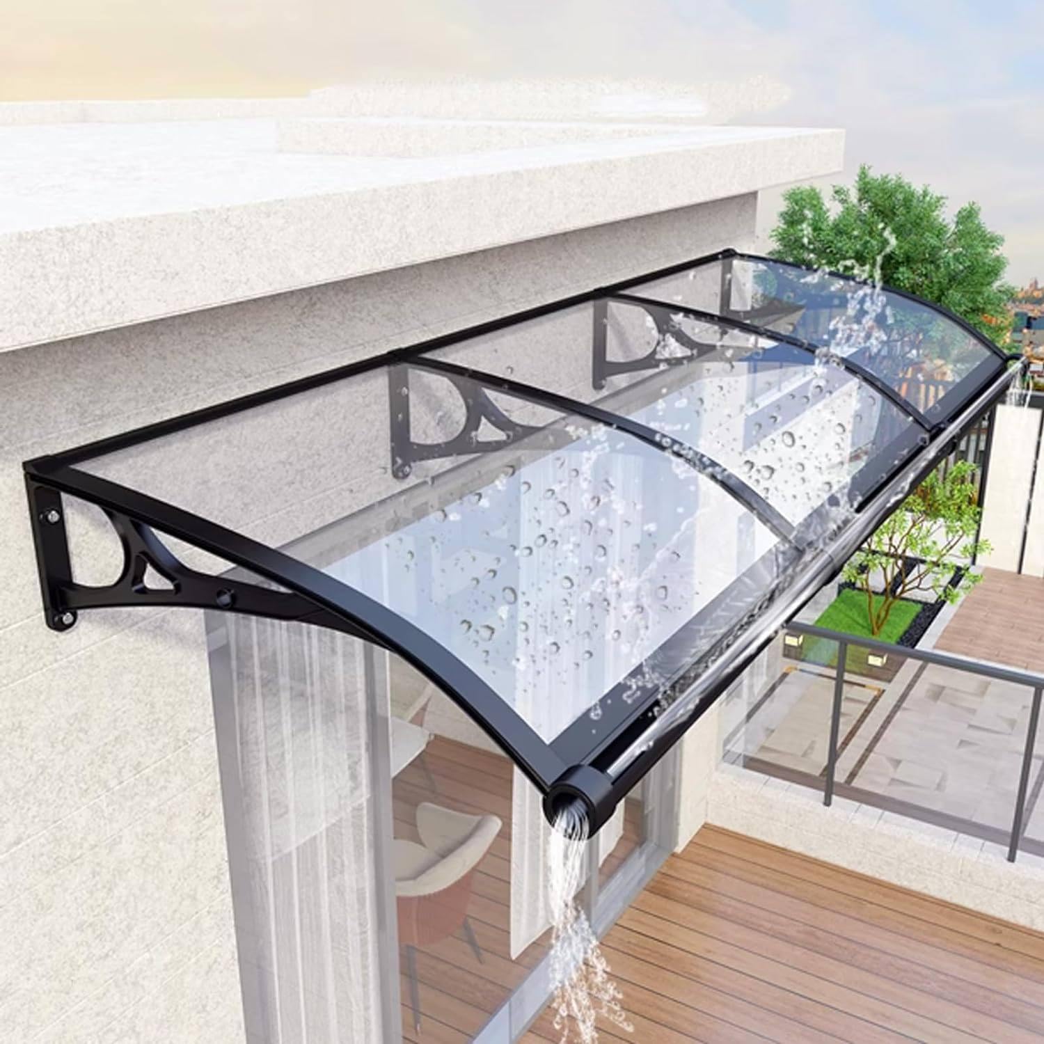 GJZQDKX Awning for Door Entrance, Window Awning Door Canopy, Polycarbonate Cover Front Door Outdoor Patio Awning Canopy UV Rain Snow Sunlight Protection Hollow Sheet,60x100cm/24x39in