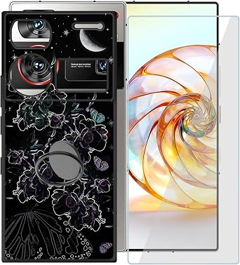 for ZTE Nubia Z60 Ultra Case, [ 1 x Tempered Glass Protective Film], Shockproof Soft TPU Cover, with [360 Rotation Ring Kickstand] Phone Case for ZTE Nubia Z60 Ultra 6.8" - XT29