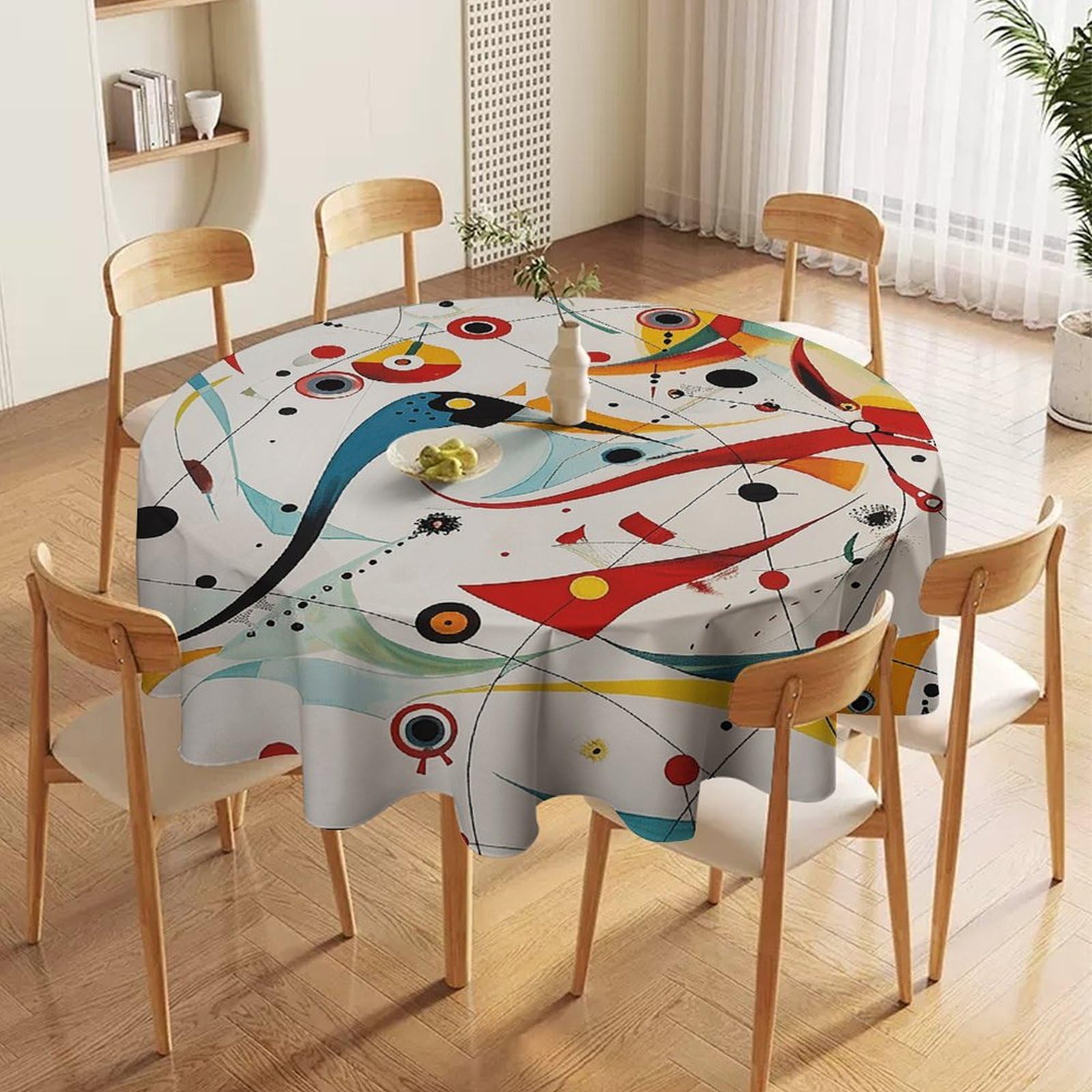 Nappe ronde en tissu imperméable de 152 cm anti-tache et lavable pour la protection de table