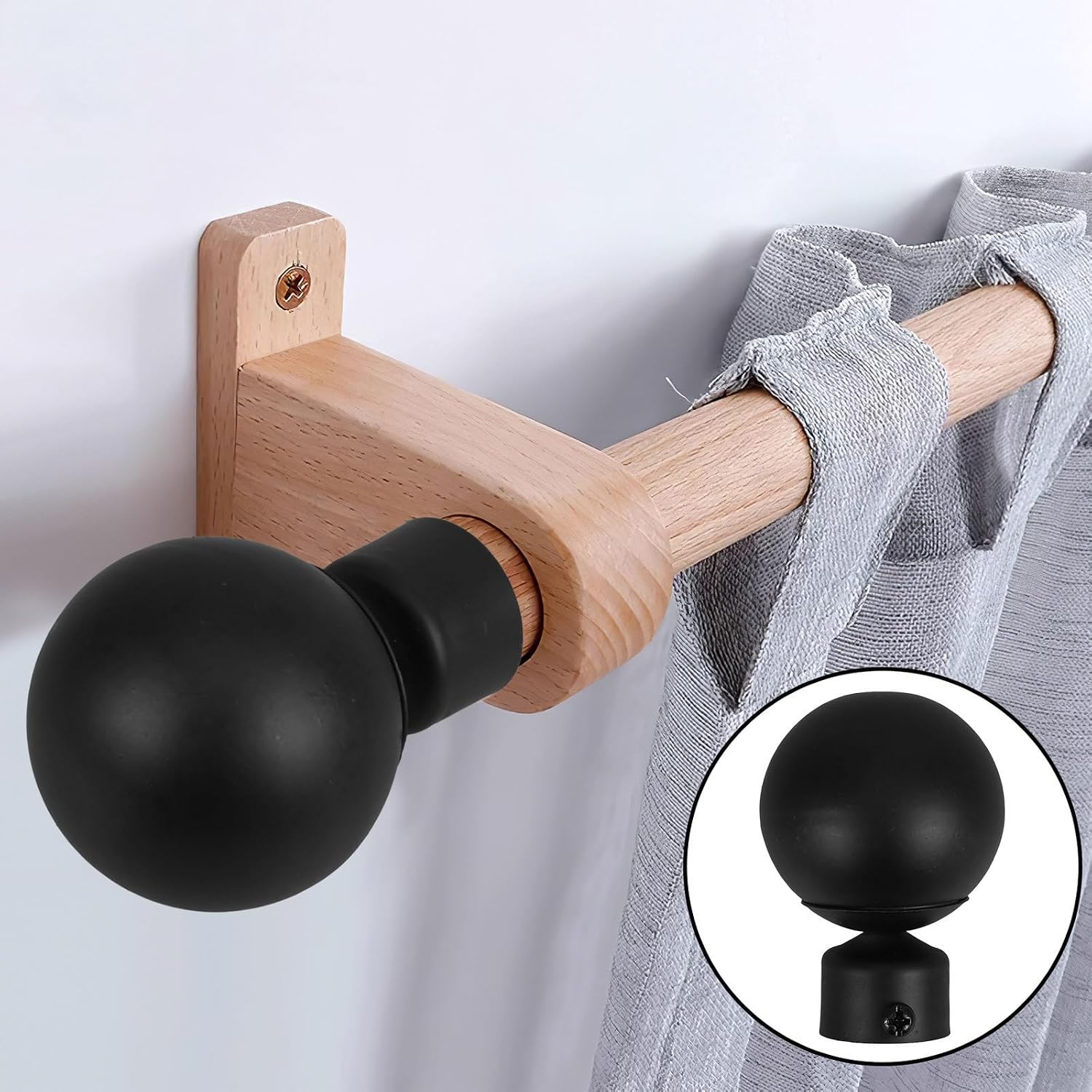 2pcs Iron Curtain Rod Finials Decorative Drapery End Caps with Smooth Surface Universal Fit Elegant Design Window Curtain Rod Accessories for Home