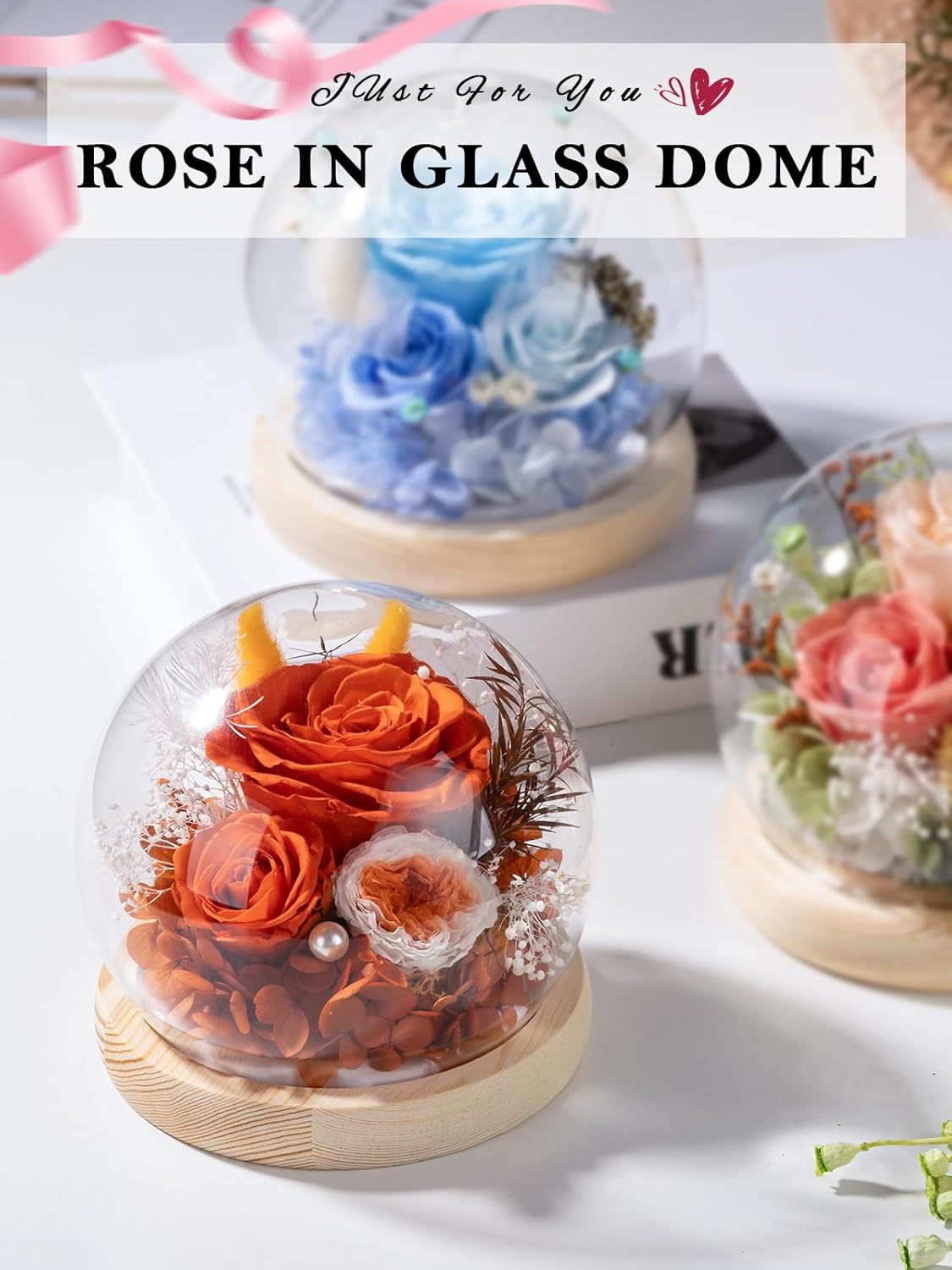 FIACO Preserved Rose Birthday Gift for Women Forever Fresh Flowers for Prime Delivery Gift for Mom Grandma Wife Valentines Mothers Day Christmas Anniversary Eternal Roses in Glass Dome - Image 6